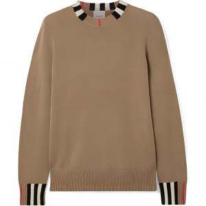 Burberry Архивная бежевая кашемировая толстовка Icon Stripe Trim