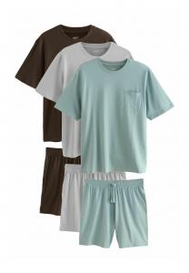 Пижамный комплект Next SET 3 PACK, Black Chocolate Brown Grey/Turquoise