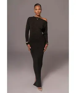 Женское ночное платье Shimmers асимметричного макси-кроя JLUXLABEL, черный