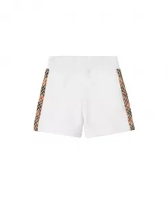 Хлопковые шорты унисекс в клетку - детские Burberry, белый