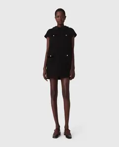 Короткое платье из твида Maje, черный