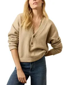 Свитер-Рубашка с V-образным вырезом Jackson Faherty, бежевый