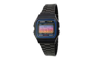 CASIO Кварцевые часы унисекс с черным циферблатом на стальном браслете