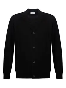 Кардиган из шерсти мериноса с V-образным вырезом Paolo Pecora, черный