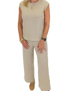 SEE AND BE SEEN Вязаный комплект в полоску цвета хаки