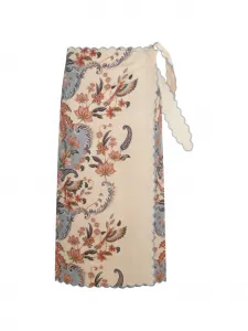 Юбка с цветочным принтом и волнистыми краями FARM Rio, бежевый