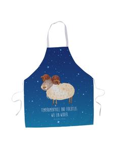 Кухонный фартук со знаком зодиака Овен и надписью на звездно-голубом фоне. Mr. & Mrs. Panda