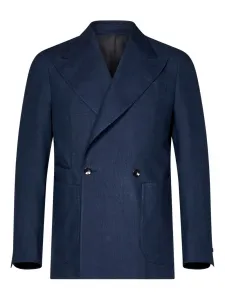 Двубортный пиджак с заостренными лацканами FRANZESE COLLECTION, синий