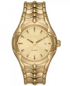 Мужские кварцевые часы Vert с тремя стрелками и датой, золотистые из нержавеющей стали, 44 мм Diesel, желтый