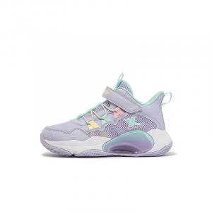 XTEP Детские баскетбольные кроссовки с противоскользящей подошвой, износостойкие, среднего размера, снежно-голубого и фиолетового цветов
