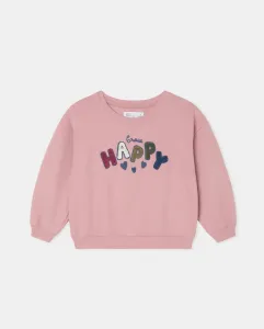 Свитшот с круглым вырезом с текстом на махровой вышивке для девочки Kids El Corte Inglés, розовый