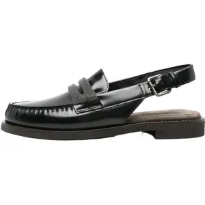 Кожаные лоферы с открытой пяткой женские Brunello Cucinelli, Black