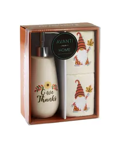 Подарочный набор Avanti Give Thanks Gnome из 3 предметов: дозатор для мыла/лосьона и банные Набор полотенец, слоновая кость