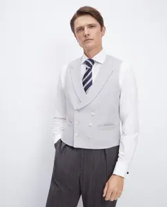 Мужской однотонный льняной жилет Emidio Tucci, серый