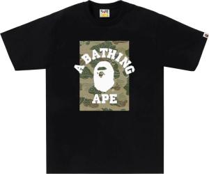 Футболка BAPE Layered Line Camo On College 'Black/Beige', черный