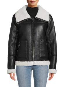 Мотокуртка с отделкой из искусственной овчины Calvin Klein, черный