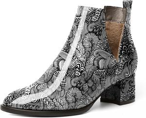 Женские ботильоны Soireelady с вырезом V, круглым носком, каблуком-кирпичиком средней высоты, короткие классические ботильоны V-образной формы для вечеринок, свадеб и отпусков, Patent Flower-White