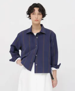 Рубашка из хлопка и льна в смелую полоску