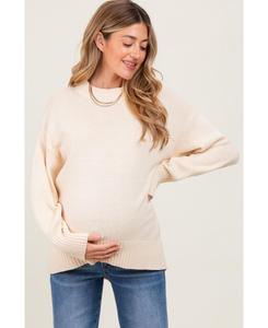 Свитер для беременных бордового цвета с приспущенными плечами, свободного кроя Pinkblush, Cream