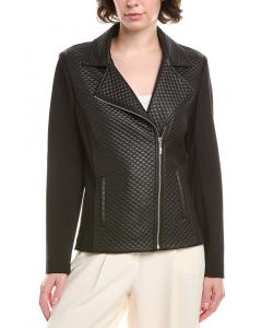 Anne Klein Асимметричная мото-куртка, черный
