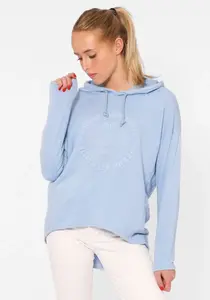 Толстовка Zwillingsherz ""Moin"", с капюшоном, принт спереди, джинсовый