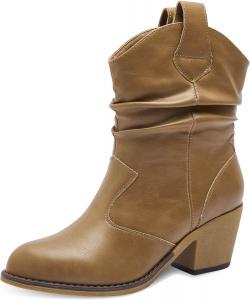 Западные ковбойские сапоги для женщин - прочный каблук и стиль до щиколотки, сапоги в ковбойском стиле - удобные сапоги из искусственной кожи для подростков, девушек и женщин Canyon Trails, Hellbraun