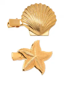 Набор Oceane из двух заколок для волос Jennifer Behr, золотистый