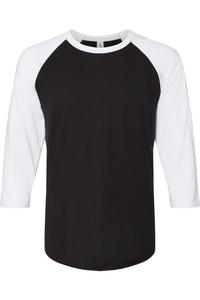 Футболка бейсбольная JERZEES Premium Blend Ringspun с рукавом реглан три четверти, цвет black ink/ white
