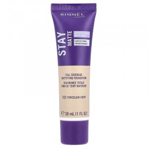 Rimmel London, Stay Matte, Full Coverage Mattifying Foundation, 101 Porcelain Ivory, 1 fl oz (30 ml)