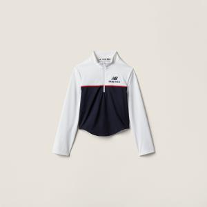 Топ из эластичного технического джерси MIU MIU, балтийский синий/белый/красный