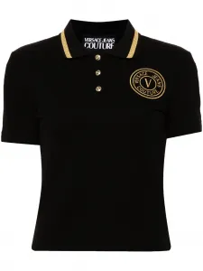 Рубашка поло V-Emblem из ткани пике Versace Jeans Couture, черный