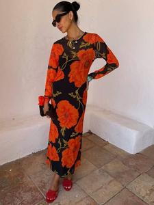 Платье-невидимка с принтом мака Never Fully Dressed, Black/Multi