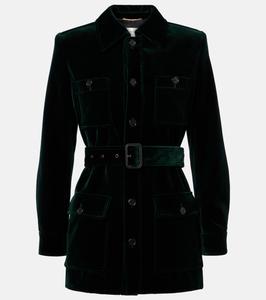 Бархатная куртка Saharienne из хлопка Saint Laurent, Emeraude