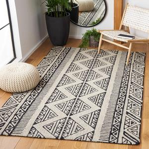 SAFAVIEH Metro Collection ковер 122 x 183 см Black/Beige MET452Z ручной работы премиальная шерсть для прихожей гостиной фойе спальни акцентный