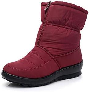 Зимние ботинки для женщин, снегоступы, теплые ботильоны, уютные с меховой подкладкой, водонепроницаемые, противоскользящие, обувь для ходьбы в холодную погоду Qacksv, Red