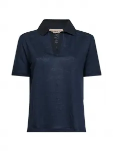 Топ с V-образным вырезом и воротником поло Blanca Vita, синий