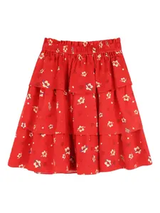 Юбка с оборками и цветочным принтом Kenzo Kids, красный