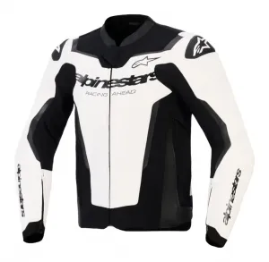 Кожаная куртка GP Force V2 Alpinestars, белый/черный