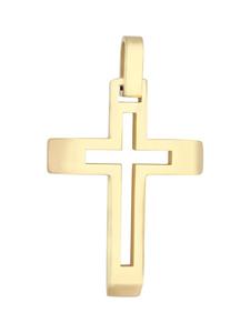Adeliás Мужской кулон - крест из нержавеющей стали, золотистый
