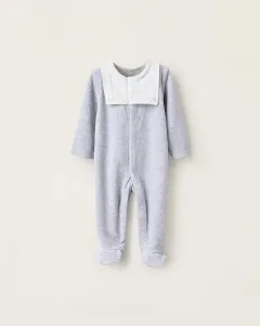 Бархатная пижама для мальчика с матросским воротником Zippy, светло-серый