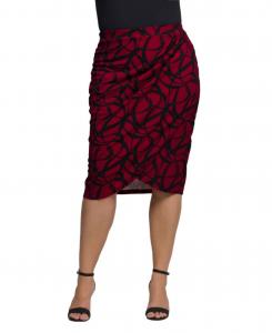 Юбка до колена бордового цвета с принтом, присборенная, больших размеров 24seven Comfort Apparel, Multi