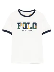 Футболка с вышитым логотипом POLO RALPH LAUREN KIDS, белый