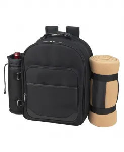 Роскошный рюкзак-холодильник для пикника на 4 персоны, чехол для вина и плед Picnic At Ascot, черный