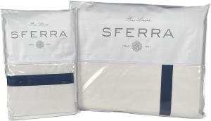 Sferra Комплект постельного белья Sferra Estate из хлопкового перкаля с сатиновой аппликацией White/Navy