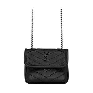 SAINT LAURENT Ники Кожаная из коровьей кожи сумка через плечо на одно плечо для наушников женская черная