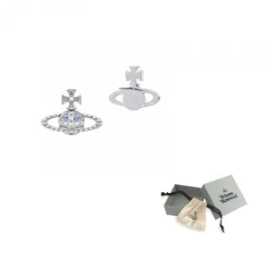 Vivienne Westwood Сережки из латуни с голубым бриллиантом и серебром для женщин