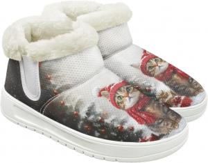 Quxjehoe Женские зимние ботинки для снега, утепленные, для улицы и дома, ботильоны до щиколотки, противоскользящие, для зимних прогулок, белая подошва, размер 6-13,5