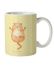 Детская кружка с рисунком кота, без слов, пастельно-желтого цвета Mr. & Mrs. Panda