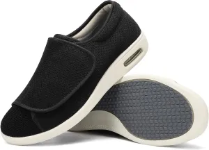 Мужская диабетическая обувь Elitechoice, широкий размер, для пожилых мужчин, регулируемая застежка, легкая и дышащая, кроссовки для отекших ног и хождения при отеках, черный