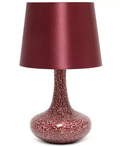 14,17-Дюймовая настольная лампа из хрустального стекла в стиле пэчворк Creekwood Home, red